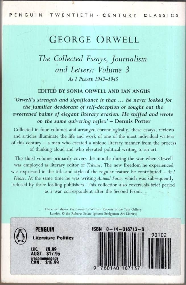 3冊セットe Orwell Collected Essays… 3冊セットe Orwell Collected Essays… Amazon.com: The